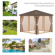 Outsunny 10' x 10' Hardtop Gazebo with Curtains and Netting Brown