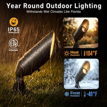 Gardenreet Die-Cast Brass Spot Light Outdoor - 12V Uplighting Waterproof, LED Low Voltage Landscape Lights, Metal Bronze for Fence Fountain Without MR16 Bulbs (12 Pack)
