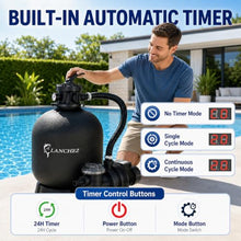 LANCHEZ Sand Filter with Pool Pump 16" 1.5HP 4900GPH, Above Ground Pool Pump with 24-Hour Timer, 7-Way Valve Sand Filter Pump System