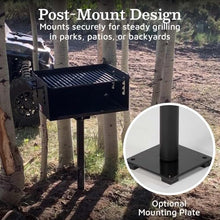 Ash & Ember 384 Sq. In Park-Style Charcoal Grill, Single Post Barbeque Grill with Bolt-Down Base, Adjustable Grate Height with Spring Handles, Outdoor Camping & Backyard BBQ Cookout