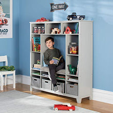 Martha Stewart Kids' Storage System Grey Wood Bookshelf Cubby with Seat Cushion