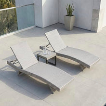 Lexicon Wicker Outdoor Lounge Chairs Set of 2 - Outdoor Lounger, Aluminium Frame, 3 Position Adjustable Backrest Patio Chaise Lounger for Garden, Backyard, Patio Poolside Lawn, Gray