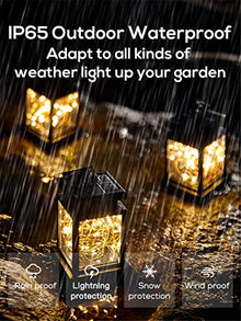 Solar Light Outdoors Waterproof Solar Power Light for Garden Decoration Round/Square Balcony Holiday Lighting (Size : Large ice lamp) (Square)