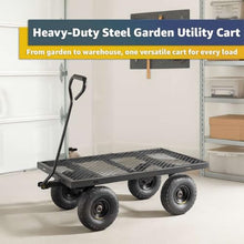 Heavy-Duty 800 lb. Steel Garden Utility Cart - Black Mesh Wagon with Removable Sides, Flatbed Conversion, 42.5" x 21" Platform, 10" Pneumatic Wheels for Landscaping, Yard, Farm, and Commercial Use