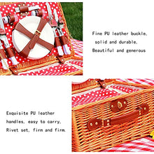 Wicker Picnic Basket Durable Picnic Hamper Set Outdoor Picnic Accessories with Cooler Compartment and Cutlery Does Not Include Knives for Outdoor Picnics