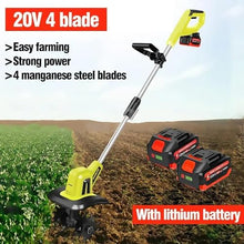 Electric Cordless,Garden Tiller Rotavator,Electric Powerful Soil Cultivator, 20V Garden Cordless Tillers Electric Cultivator, Vegetable Plots