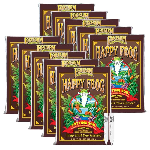 FoxFarm Happy Frog Potting Soil with 2 Plant Tags, 2cu ft (10 Pack)