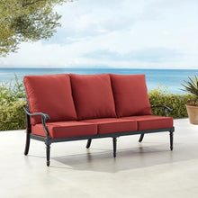 Oakland Living Black Aluminum Patio Deep Seating Outdoor Sofa Couch with Red Cushions