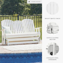 Signature Design by Ashley 1-Piece HDPE Outdoor Glider Loveseat, White