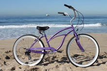 Firmstrong Urban Women's Beach Cruiser Bike, 7 Speed, 26 Inch, Purple w/ Black Seat