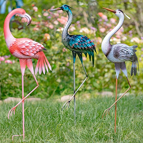 Set of 6 Assorted 43" Tall Iron Bird Garden Stakes