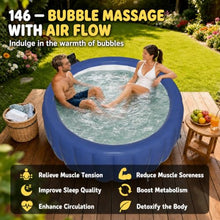 4-6 Person Inflatable Hot Tub, Round Blow Up Portable Hot Tub, with 130 Soothing Air Jets, Heater Pump, Filter System, Leak-Proof PVC Blow Up Hot Tub for Backyard