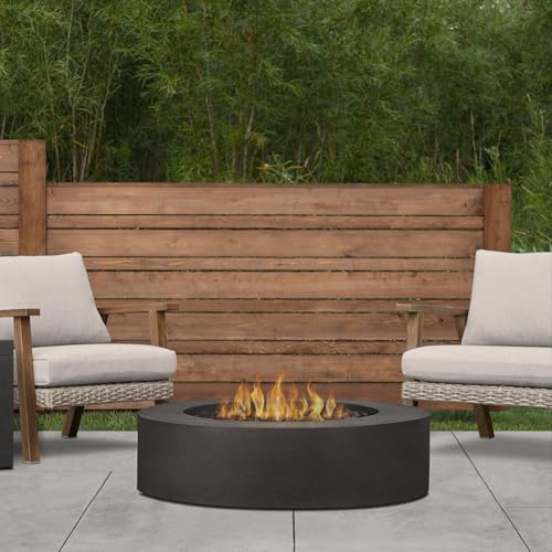 BBQGuys Signature La Valle 43-Inch Round Propane Fire Table - Carbon - 1593LP-CBN