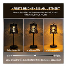 WOAITIANTIAN Desk Lamps Rechargeable Vintage Iron Openwork Table Lamp for Indoor & Outdoor Ambient Lighting