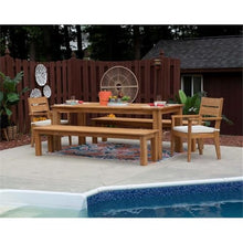 Afuera Living Outdoor Teak Wood Dining Table, 80 x 36 x 30.25 in, Natural Oil Finish, Sustainable Plantation Teak, Umbrella Hole, Seats up to 8, Mid-Century Style Patio Furniture for Alfresco