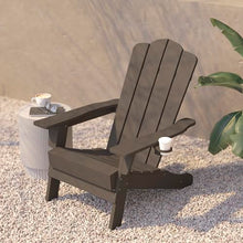 BizChair Adirondack Chairs Set of 4 with Cup Holders, Weather Resistant Poly Resin Brown