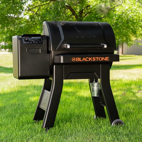 BLACKSTONE Pellet Grill Smoker with 20lb Hopper and Integrated Front Shelf Black