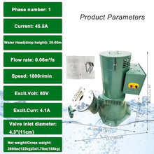 Banfluxion Hydroelectric Generator Excitation Water Turbine Generator with Automatic Voltage Regulation Oblique Impact Type 220V 10KW 1800r/min 0.06m³/s
