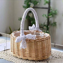 Hand-Woven Flower Basket Portable Wicker Wedding Decoration Picnic Storage Basket Storage Supplies (Color : D, Size : S Size) (D M Size)