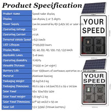 zxmeimm Flashing Solar Powered Led Speed Limit Signs, 20"x27"/24"x35" Rust Proof Aluminum Radar Speed Detector with Accessories Mainselectricity-90x60cm