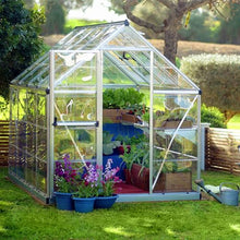 Palram - Canopia Harmony 6 x 8 ft. DIY Greenhouse Kit, Silver Frame Clear Panel Polycarbonate Greenhouse with Roof Vent, Walk-in Green House for Outside Garden Backyard