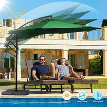 ELUKHT 10Ft Cantilever Parasol, Outdoor Offset Parasol, Hanging Umbrella, Sun Shade Umbrella Waterproof with Crank & Tilt, UV Protection, Base not Include