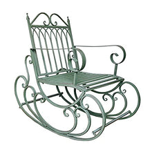 TBLOTYD Outdoor Garden Bench,Patio Rocking Chairs with Antique Brown Finish, Outdoor Garden Metal Iron Rocking Chair Seating, W/Scroll Design Patio Bench, for Courtyard,Antique Green