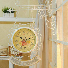 NUHSLF Waterproof Outdoor Clock Garden Clocks, 10 Inch Double Sided Wall Retro Clocks Battery Operated Silent Outside White,Black (Black)