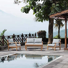 Modern Contemporary Outdoor Patio Sofa, Chair and Coffee Table Set, Wood, Grey Gray Natural