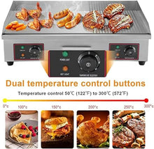 XQZMZSCP Commercial Electric Griddle, 4400W Electric Flat Top Grill, Stainless Steel Electric Countertop Griddle w/Drip Hole, Countertop Griddle for Pancake (822)