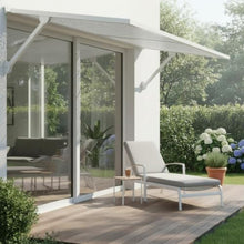 Streamlined Haze Awning with Continuous Hinge for Home Exteriors, Folding Awning Screen with Integrated Flashing for Patio Doors, Weather-Shielding Frame Shade with Mounting Hardware for Entryways