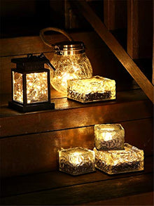Solar Light Outdoors Waterproof Solar Power Light for Garden Decoration Round/Square Balcony Holiday Lighting (Size : Large ice lamp) (Square)