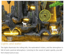 Elegant Zen Landscape Waterfall Fountain with LED Lighting and Artificial Greenery – Indoor and Outdoor Feng Shui Water Feature for Home and Garden Décor(#2741)