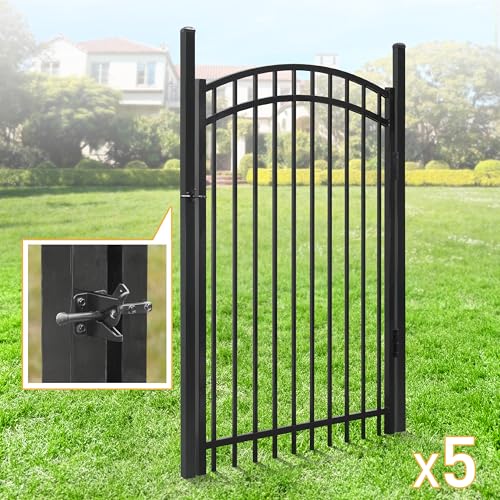Fencer Wire Heavy Duty Flat Top X-Pattern Fence Gate Black, 6FT x 4FT, Pack of 5