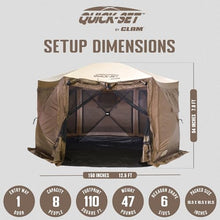 CLAM Pop Up Screen Tent & Shelter, Outdoor Camping Gazebo Canopy 12.5' Brown