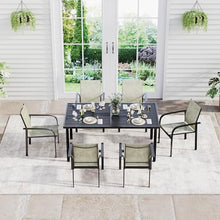 GAOMON Patio Dining Set 7 PCS, 6 Stable Outdoor Dining Chairs with Rectangular Dining Table, Patio Table and Chairs Set for Lawn,Deck and Backyard, Beige