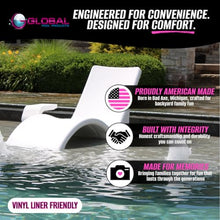 Global Pool Products 2 Lounge Chairs with Connecting Table - Patio Lounge Chair with Table for All Pool Types - Gray GPP-LFS-G