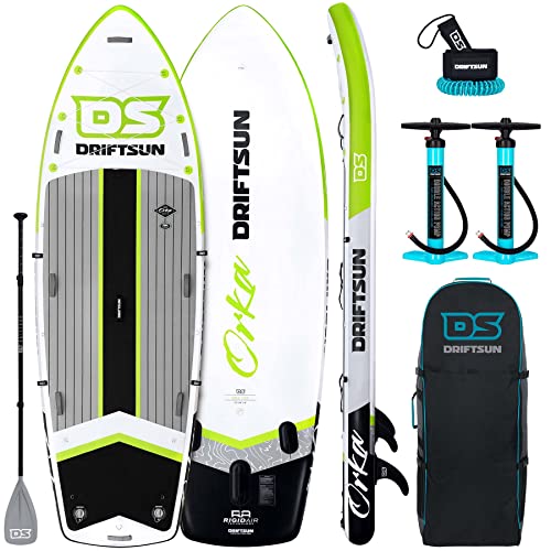 Driftsun Inflatable Paddle Board 12ft Extra Wide SUP Package Green