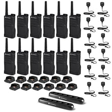 Motorola Solutions 12-Pack RMM2050 2-Way Radio Bundle with 6 Bank Charger & Remote Speaker Mics Black