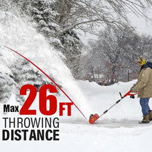 Home Snow Blower, Electric Cordless Snow Shovel, Folding Snow Blower Thrower with Brushless Motor, 26ft Throwing Distance for Snow Removal,Red-2Batteries