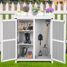 GarveeLife Potting Bench Outdoor Cabinet with Metal Tabletop