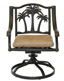 Patio Land Palm Tree Outdoor Patio Swivel Rocker Dining Chairs Dark Bronze