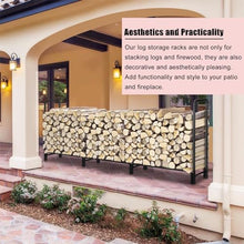 EliteBloom Large Log Firewood Rack 12 Ft Long, Outdoor Firewood Storage Stand Wood Pile Racks, Iron Lumber Stacker for Fireplace Porch Garden Wood Storage