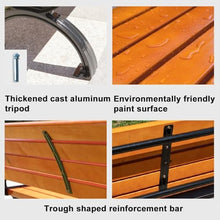 Sunyongfly Outdoor Garden Bench,Park Bench,Wooden seat,cast Iron Frame, Double Outdoor Bench, for Squares, Parks, and Residential Areas(Size:120cm)