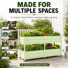 EXPEAK Galvanized Raised Garden Bed 6x2x3 ft, Dual-Tier Elevated Metal Garden Bed with Lockable Wheels, Planter Raised Beds for Vegetables, Herbs & Flowers, Green