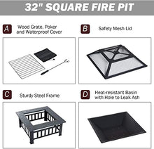 BBQ Grill Outdoor Fire Pit BBQ Grill, Outdoor Square Metal Firepit, Garden Fire Pits,Fireplace Garden Stove BBQ Fire Pit Charcoal Rack with Mesh Cover,Outdoor Fire Pits