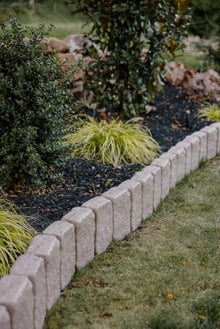 Beuta Landscape Edging | Garden Edging Border | Polyrock Block XL for Lawn Edging, Flower Beds & Yard Edging – 4 Pack | Each Section Has 6 Blocks 48" L x 4" W x 9.5" H | 12 Spikes | Cobblestone