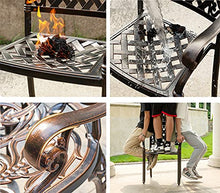 ERoomQ Wood Fire Pits Outdoor Garden Terrace Grill Table Wood Burning Fire Pit, Patio Backyard Garden Aluminum Dining Table and Chair Set, Waterproof, Garden Table (Table+4 Chai