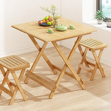JKSVTF Outdoor Tables Chairs Folding Garden Bistro Set, Wooden Balcony Table, Patio Bistro Set with 2 Chairs 1 Side Table, Outdoor Garden Furniture