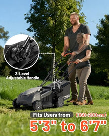Litheli 40V 18" Cordless Lawn Mower with Brushless Motor, Electric Mower Battery Powered(2 x 5.0Ah Batteries), 2-in-1 Mulching & Bagging